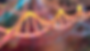 Colorful 3D DNA helix with glowing yellow and pink strands against a blurred multicolored background, conveying a scientific theme.